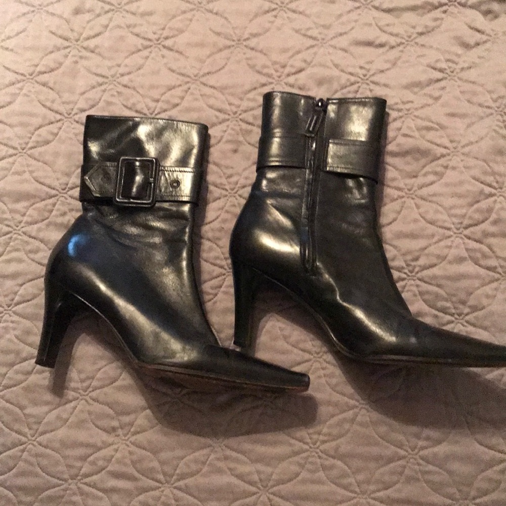 Antonio Melani. Black leather high heel boots